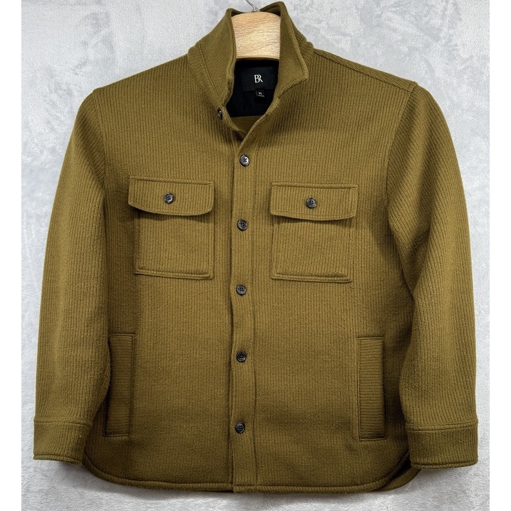 Banana Republic Wool Blend Button Down Cost Jacket Military Green Men's XL